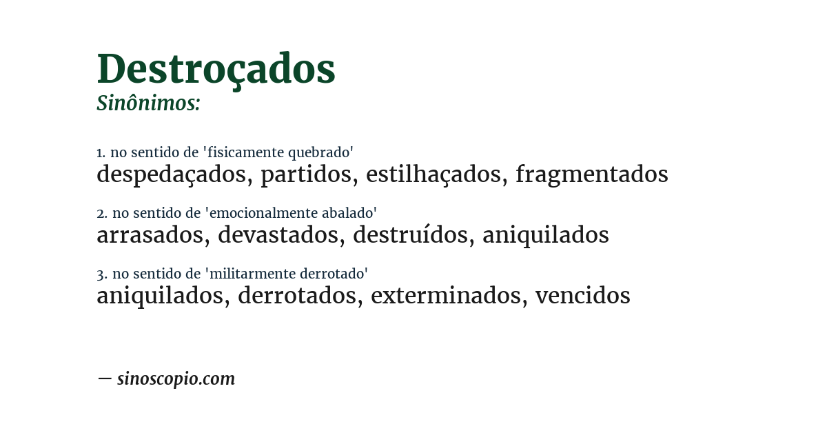 Sinônimo de destroçados