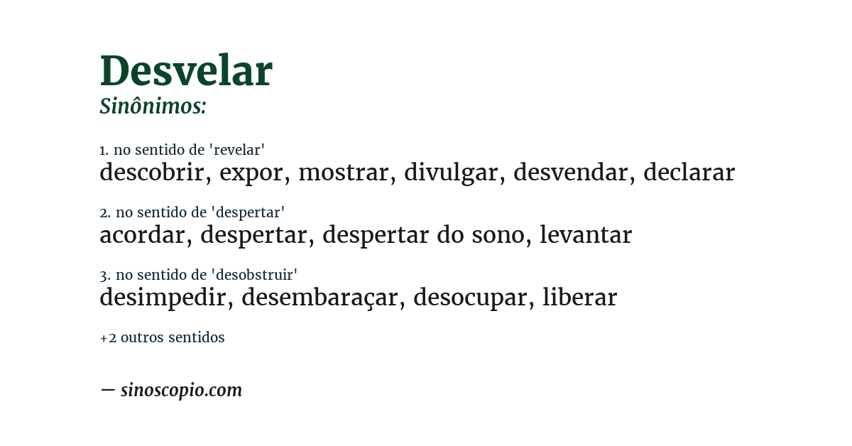 Sinônimo de desvelar