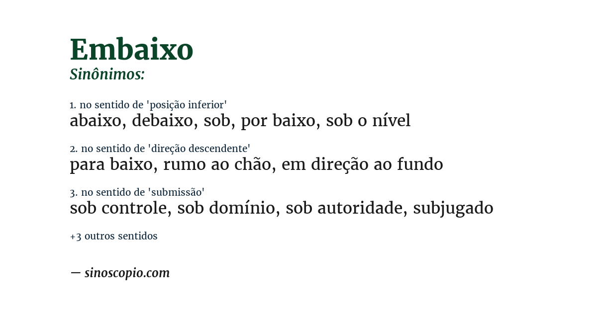 Sinônimo de embaixo