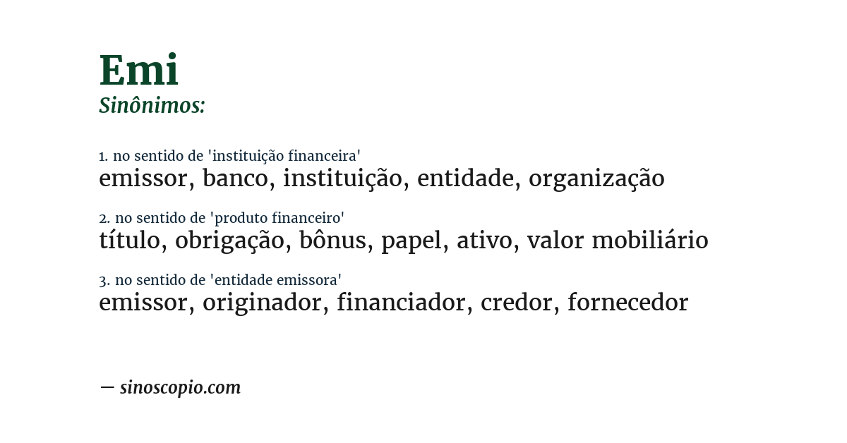 Sinônimo de emi