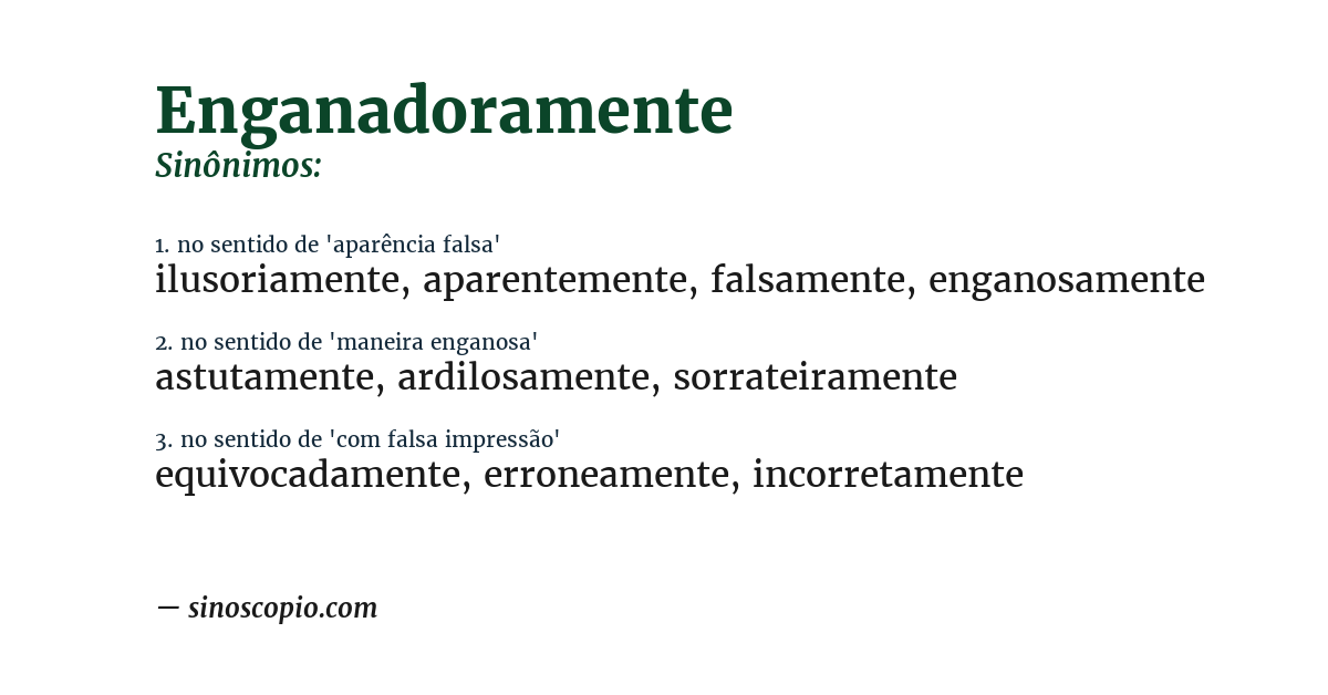 Sinônimo de enganadoramente