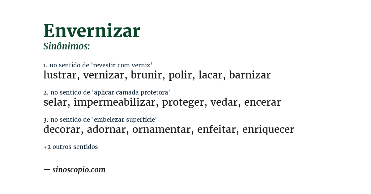 Sinônimo de envernizar