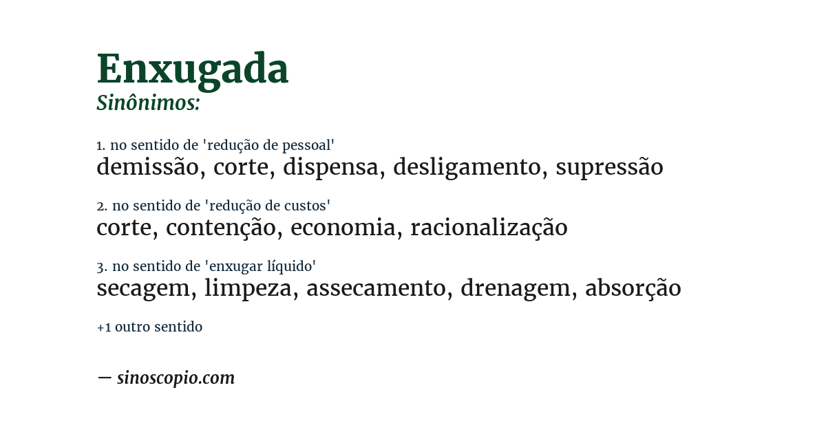 Sinônimo de enxugada