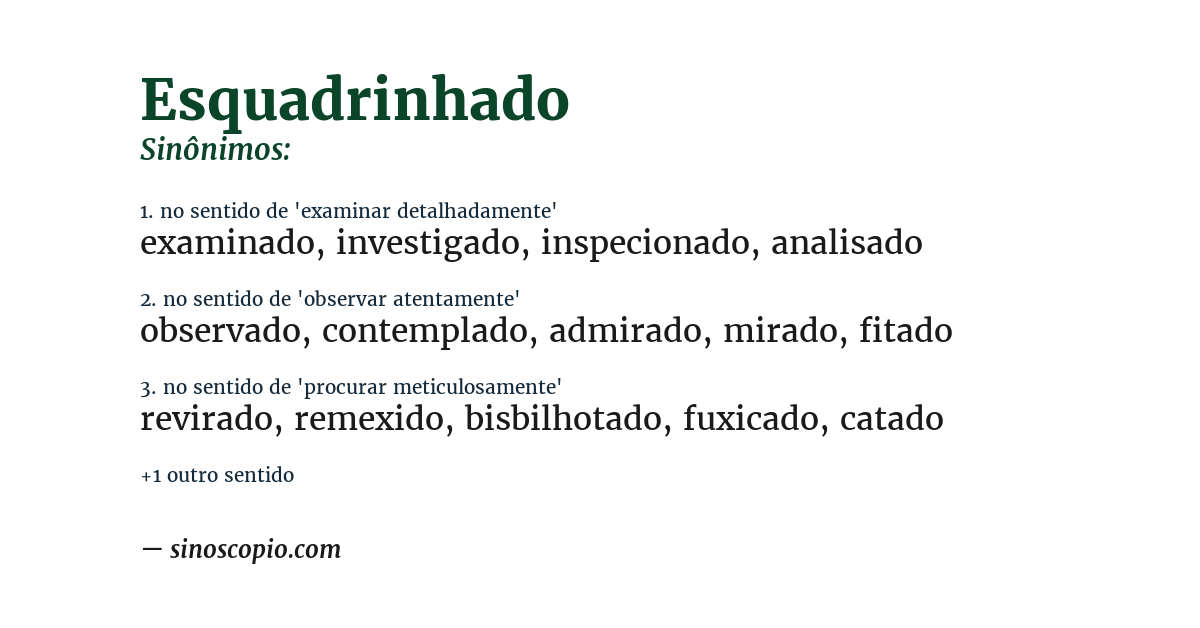 Sinônimo de esquadrinhado