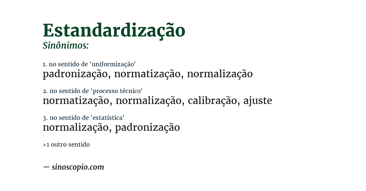 Sinônimo de estandardização