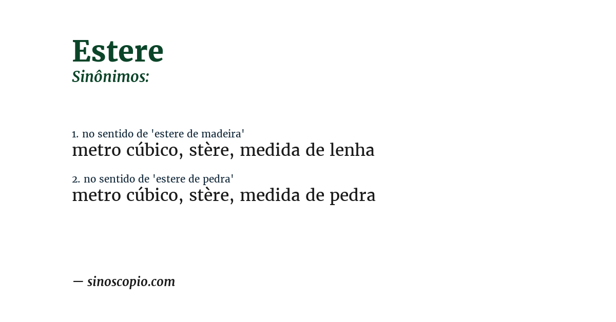 Sinônimo de estere