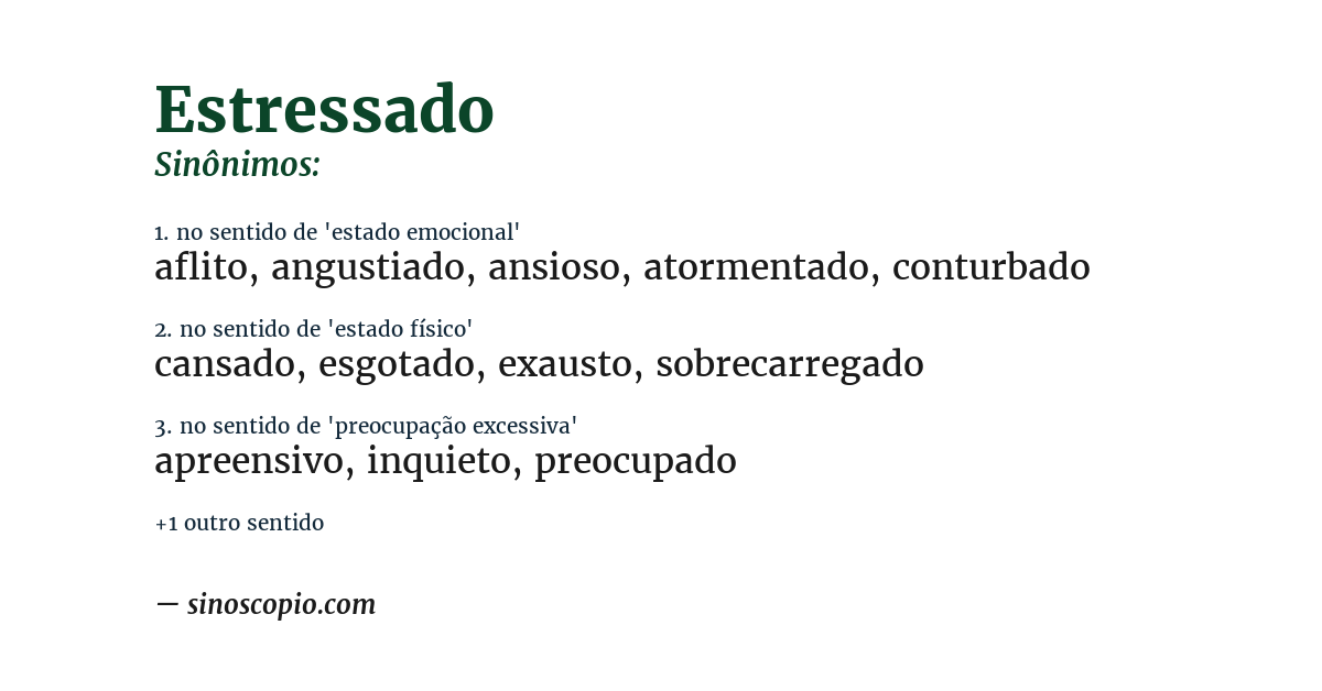 Sinônimo de estressado