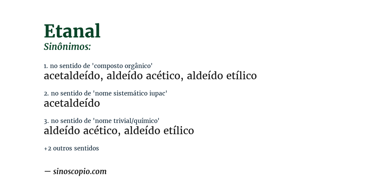 Sinônimo de etanal
