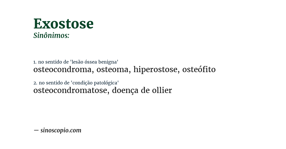 Sinônimo de exostose