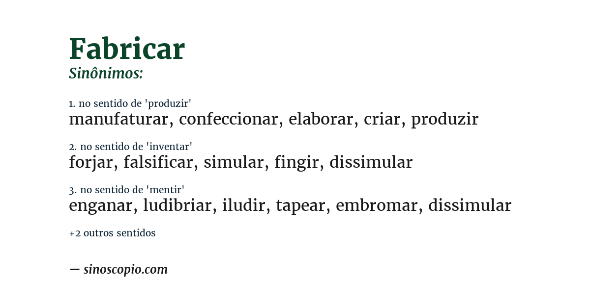 Sinônimo de fabricar