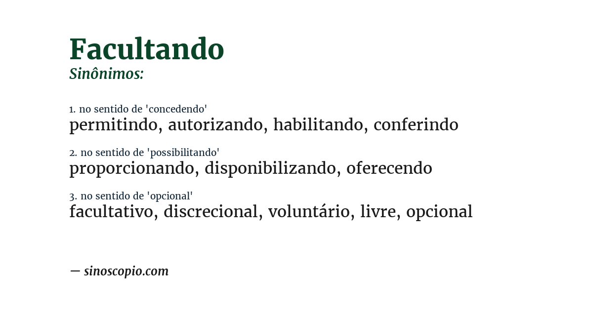 Sinônimo de facultando