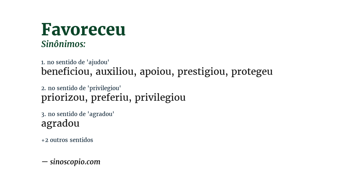 Sinônimo de favoreceu