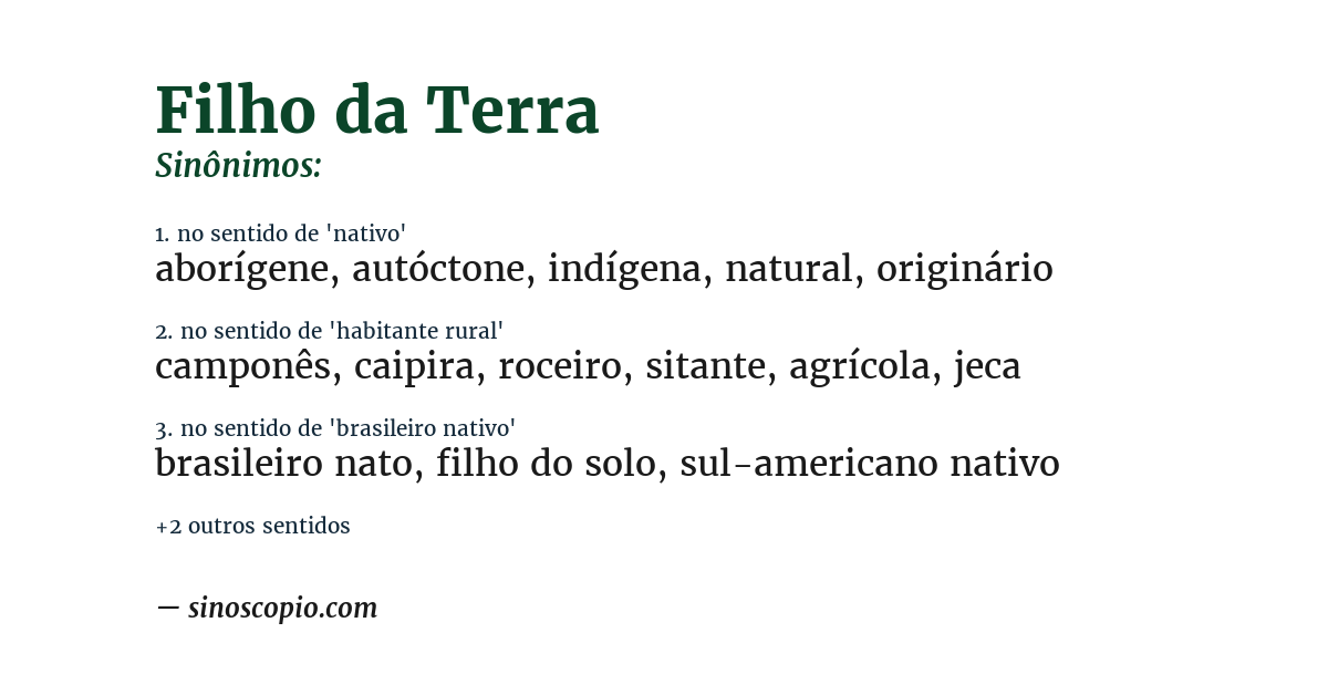 Sinônimo de filho da terra