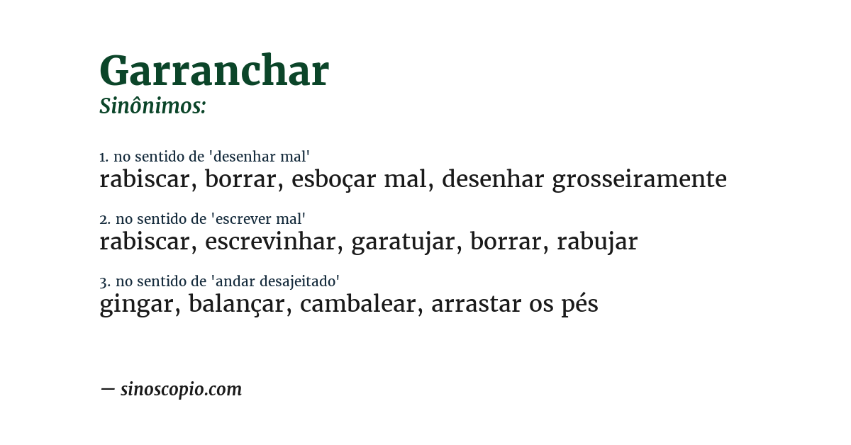 Sinônimo de garranchar