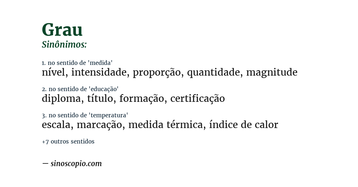 Sinônimo de grau
