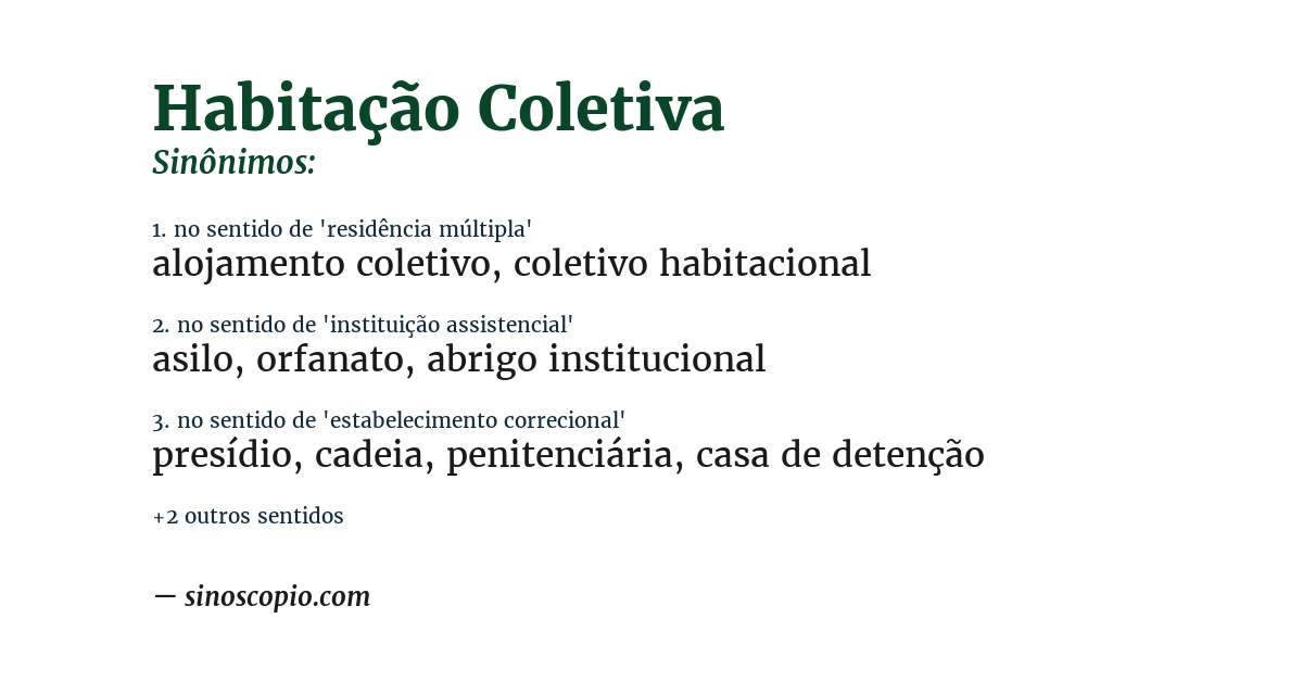 Sinônimo de habitação coletiva