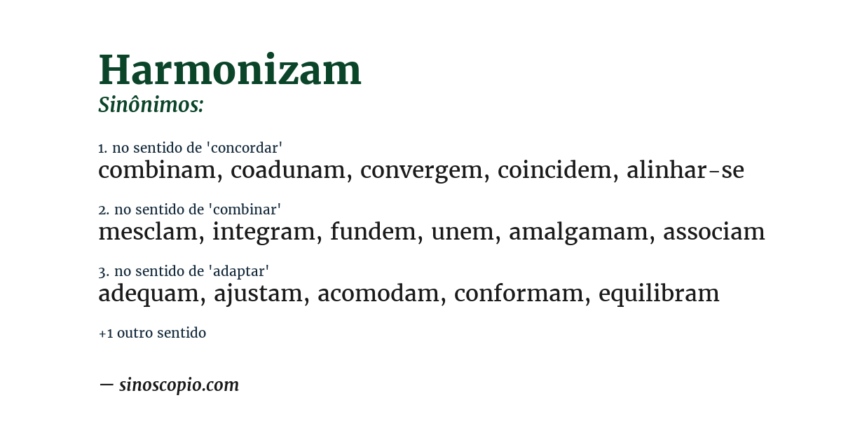 Sinônimo de harmonizam