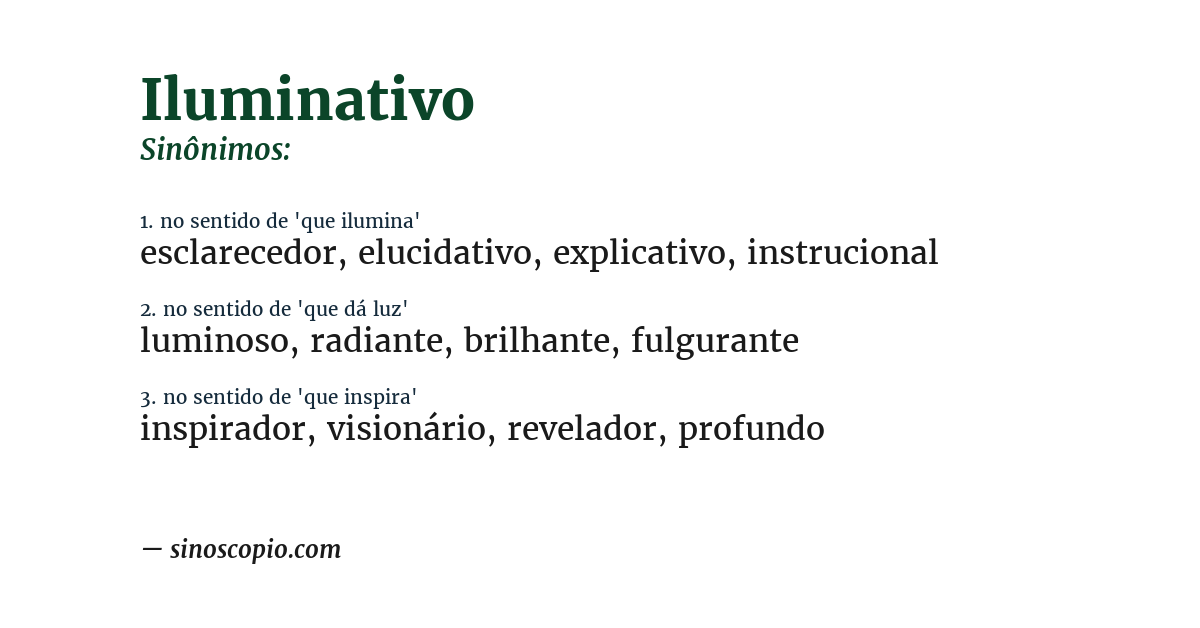 Sinônimo de iluminativo