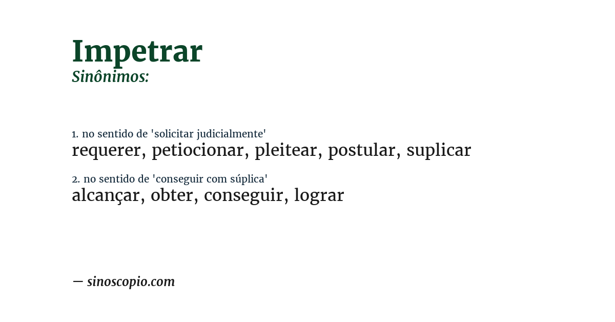 Sinônimo de impetrar