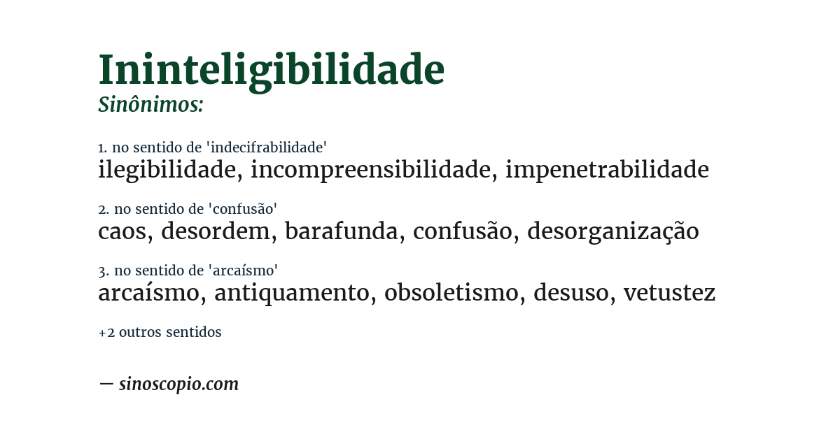 Sinônimo de ininteligibilidade