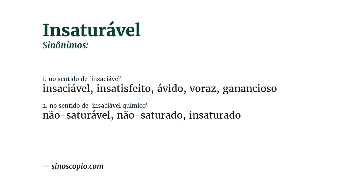 Sinônimo de insaturável