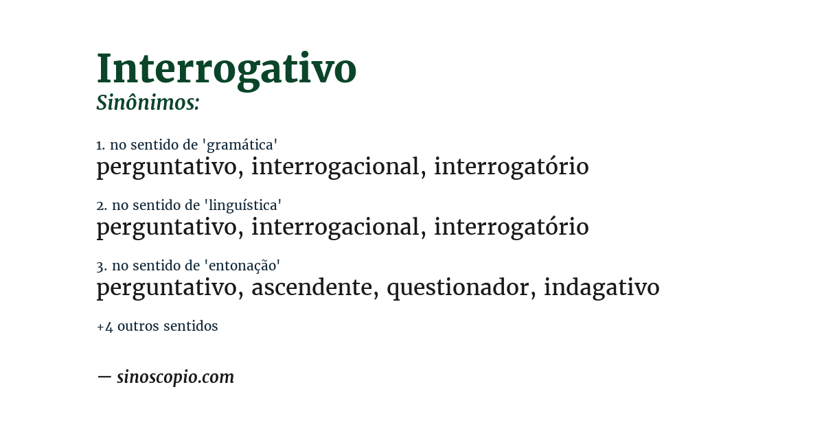 Sinônimo de interrogativo
