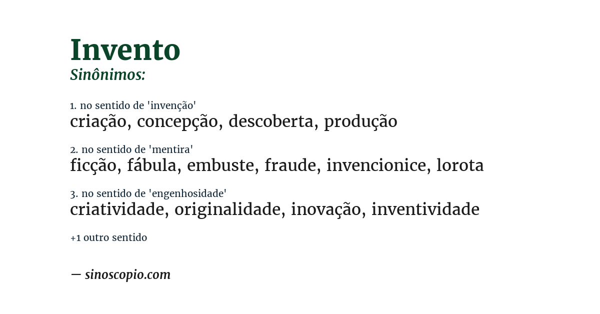 Sinônimo de invento