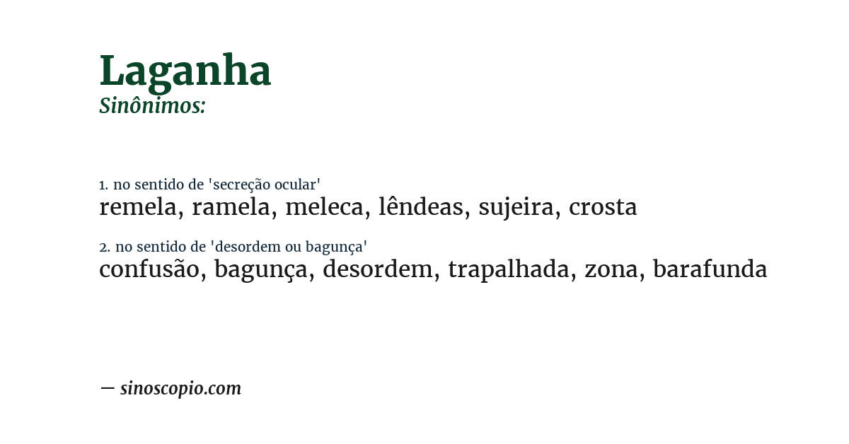 Sinônimo de laganha
