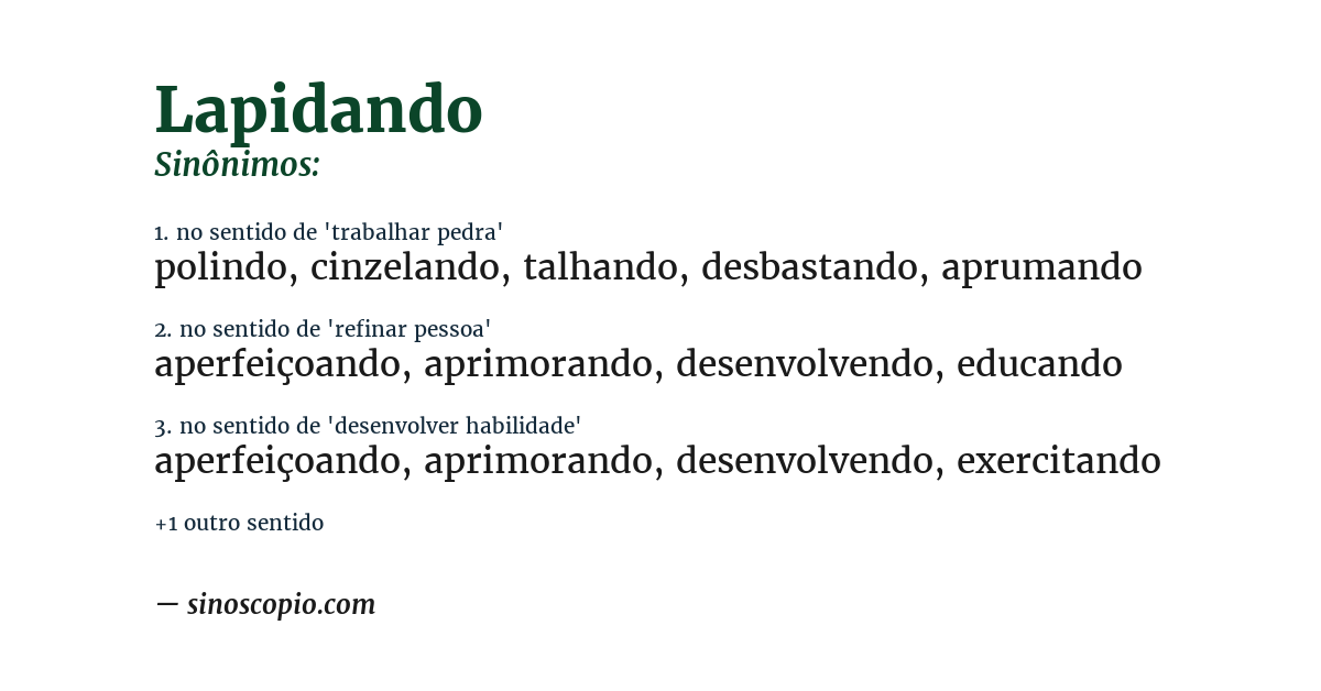 Sinônimo de lapidando