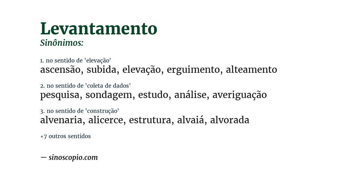 Sinônimo de levantamento