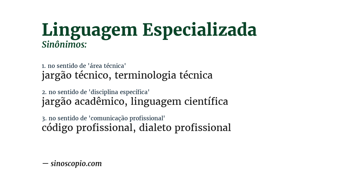 Sinônimo de linguagem especializada