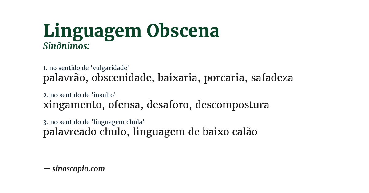 Sinônimo de linguagem obscena