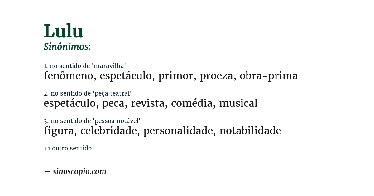 Sinônimo de lulu