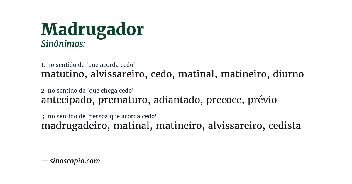 Sinônimo de madrugador
