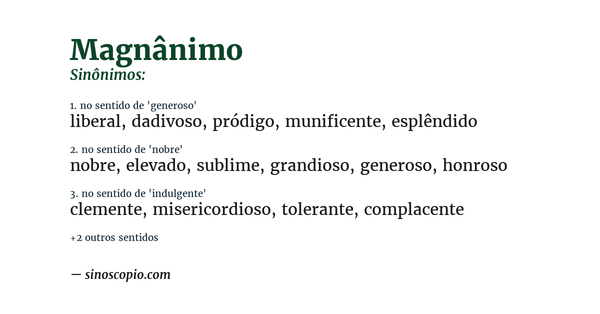 Sinônimo de magnânimo