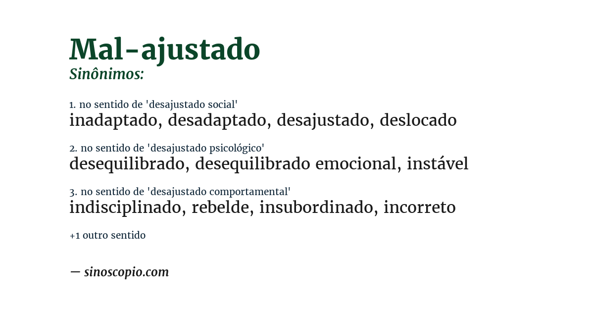 Sinônimo de mal-ajustado