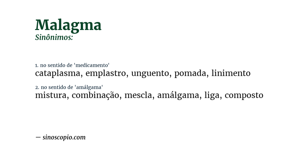 Sinônimo de malagma
