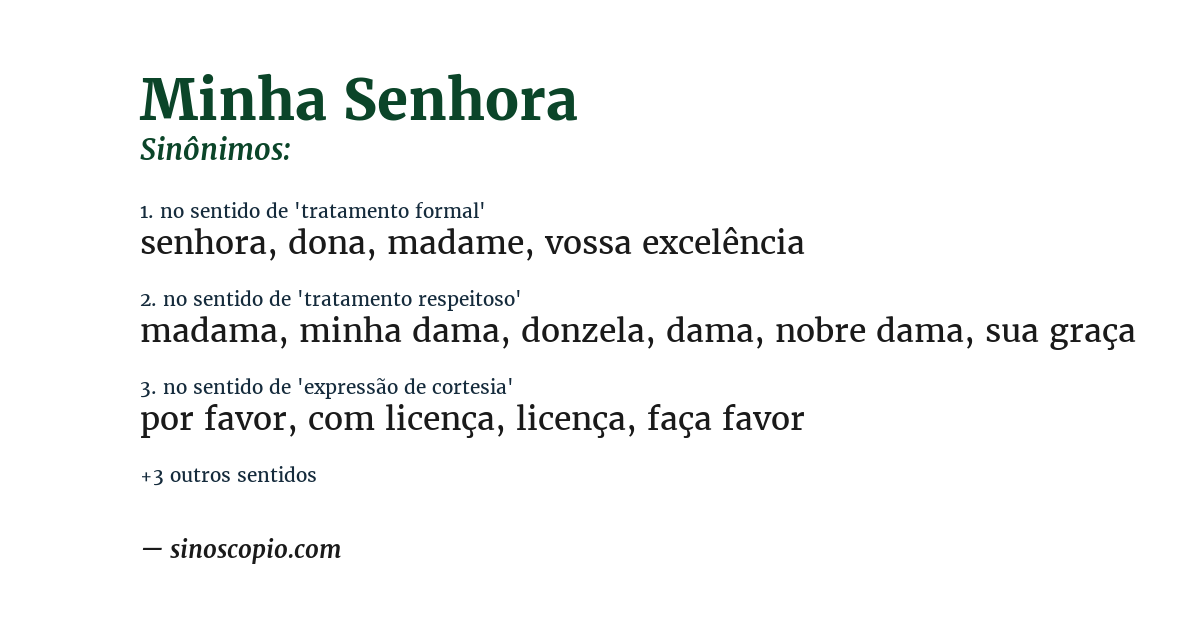 Sinônimo de minha senhora
