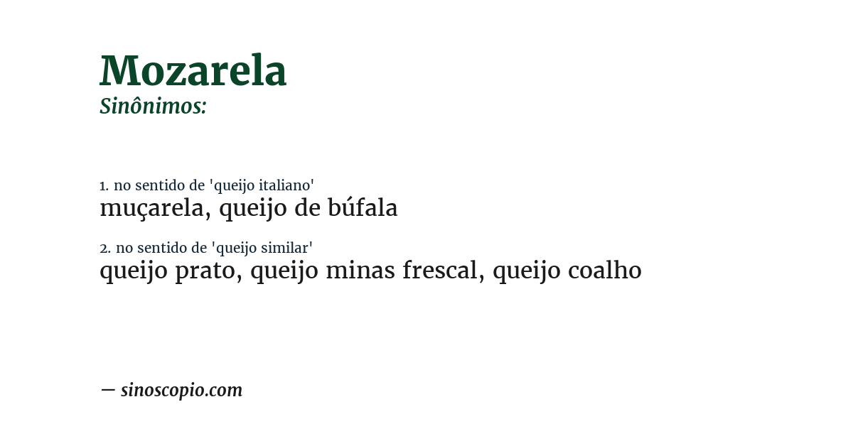 Sinônimo de mozarela