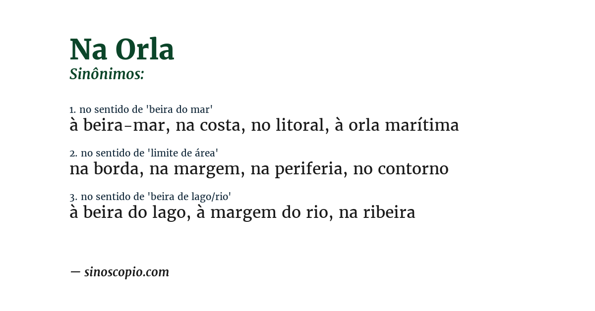 Sinônimo de na orla
