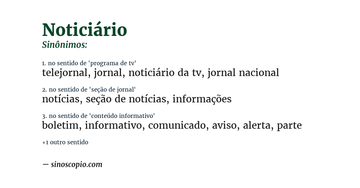 Sinônimo de noticiário