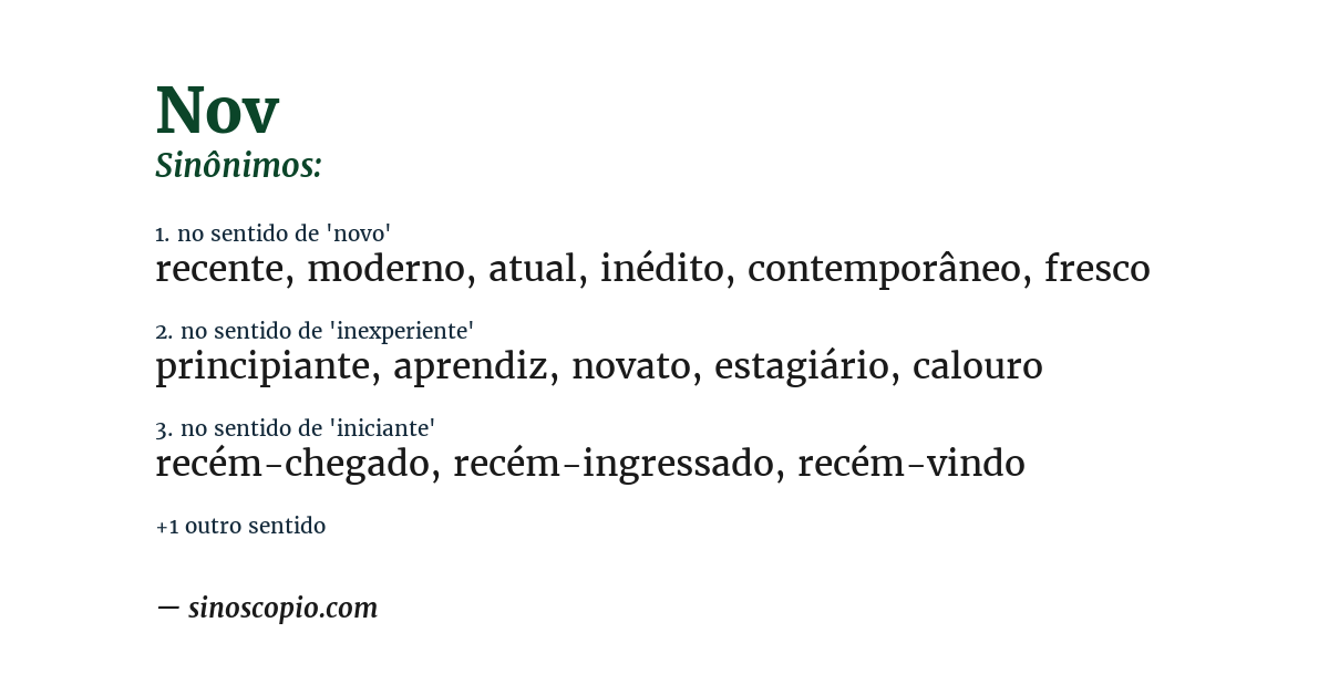 Sinônimo de nov