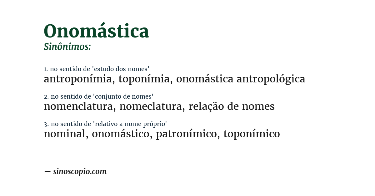 Sinônimo de onomástica