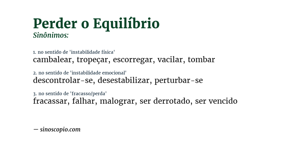 Sinônimo de perder o equilíbrio
