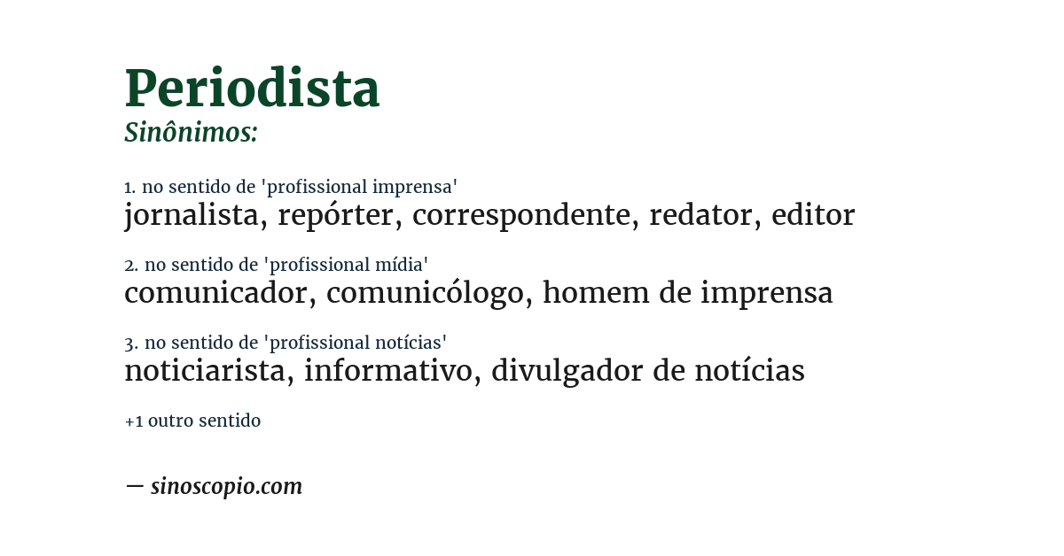 Sinônimo de periodista
