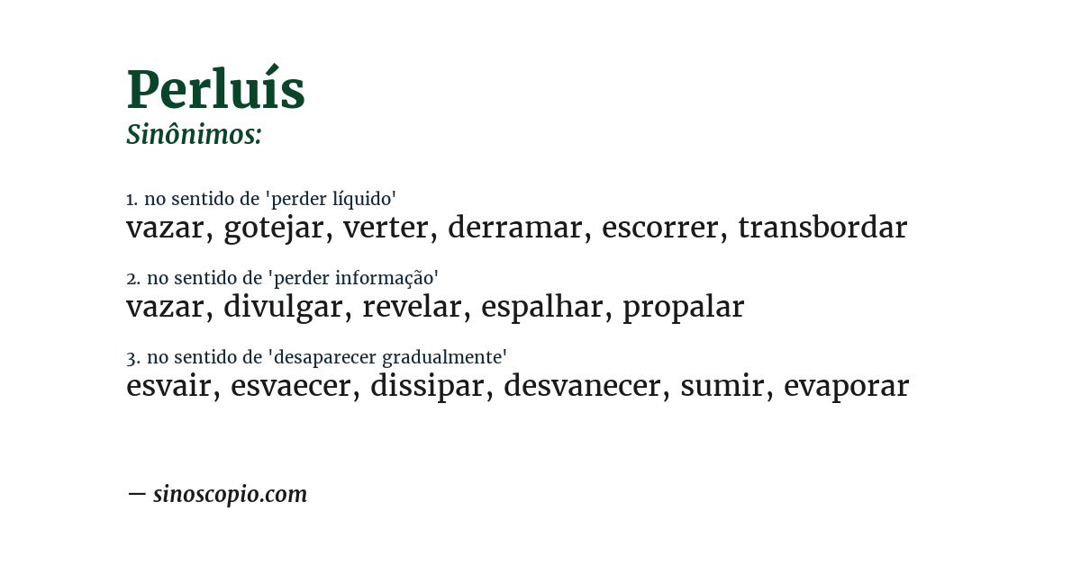 Sinônimo de perluís