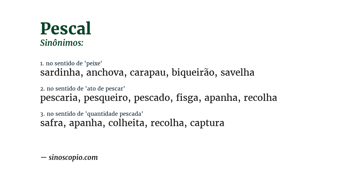 Sinônimo de pescal