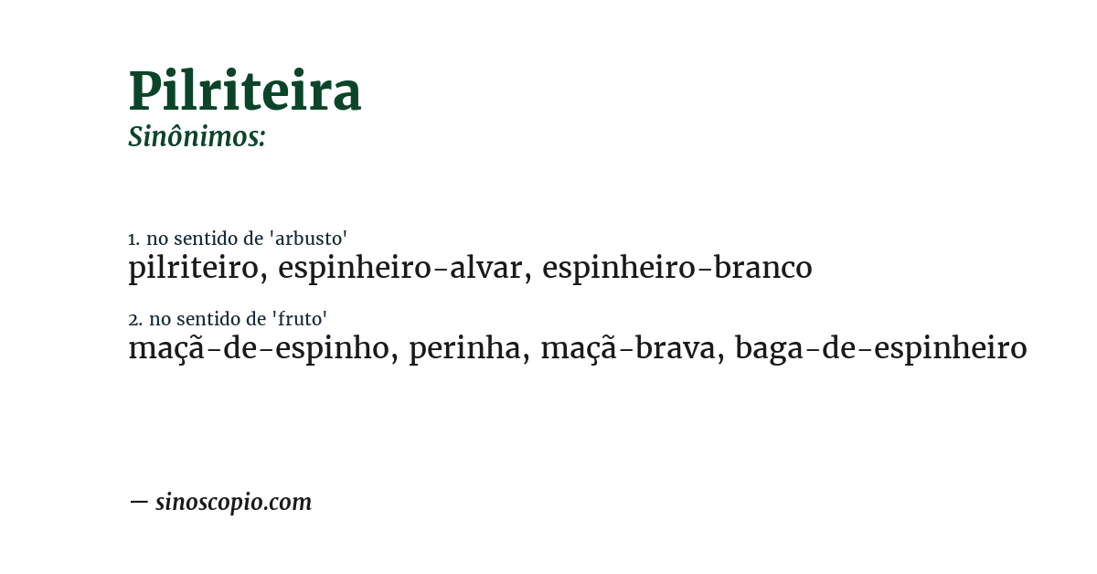 Sinônimo de pilriteira
