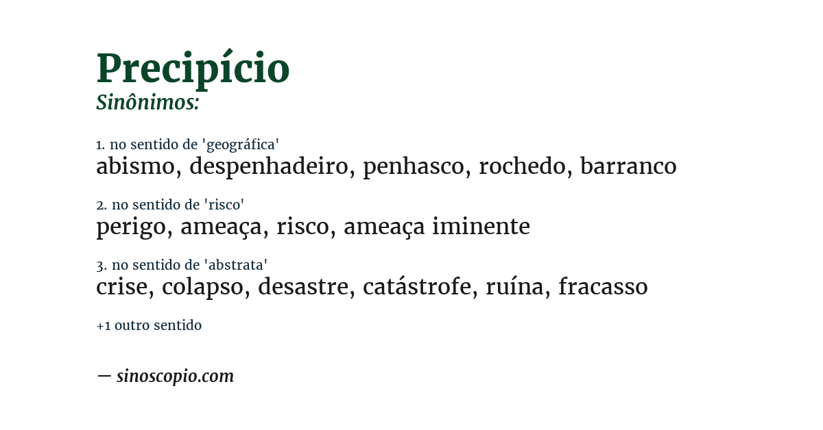 Sinônimo de precipício