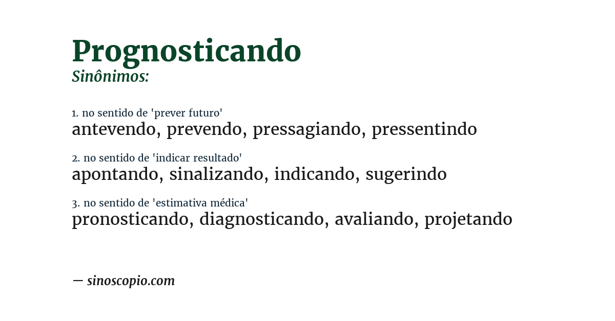 Sinônimo de prognosticando